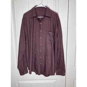 CP Shades Garment Dyed‎ Cotton Button Front Shirt XL Brown Made in USA Casual